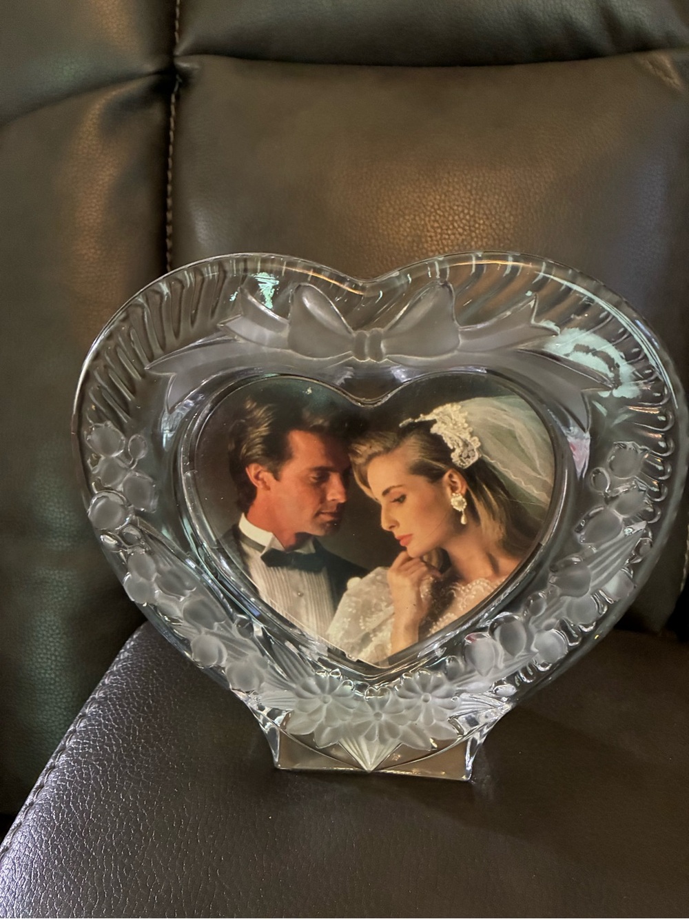 Home Beautiful “Moments” Chiseled Crystal Heart-Shaped Photo Frame - Clear